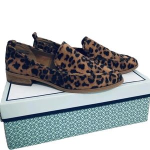 Susina Kellen Fab Leopard Loafer Suede Slip On Shoes Sz 9.5 Almond Toe Leather